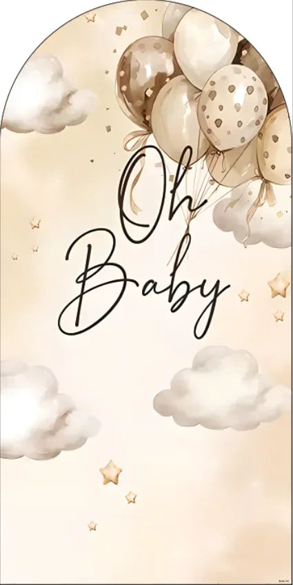 cadre arqué nuages étoiles ours enfantin oh baby beige doré clips festif decoration