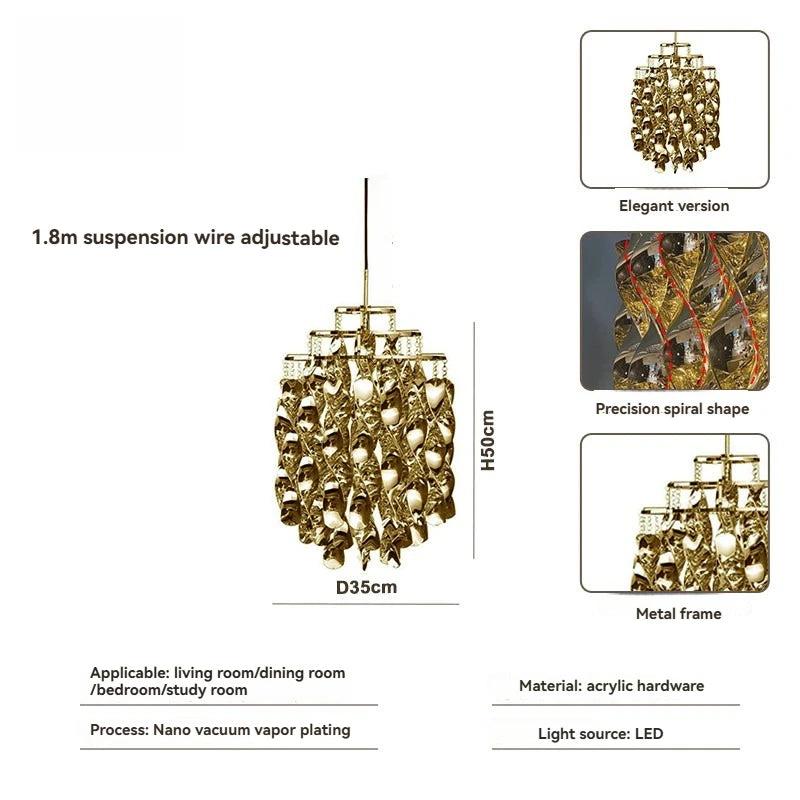 suspension lumineuse moderne transparente forme organique 3000k 4500k 6000k chambre salon restaurant