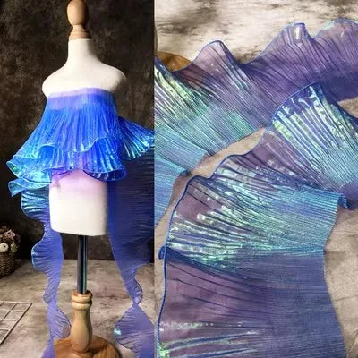 écharpe organza plissée semi transparente rose violet bleu orange élégante geometrique doubleface
