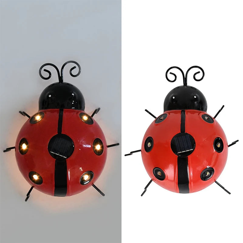 lampe solaire coccinelle rouge points noirs antennes modernes extérieure jardin led étanche ip65