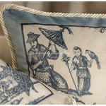 coussin vintage motif traditionnel beige bleu oiseaux fleurs structure respectueux environnement polyester doux 30x50cm