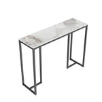 table d'appoint moderne marbre blanc gris fer pieds ajustables salon entrée hall