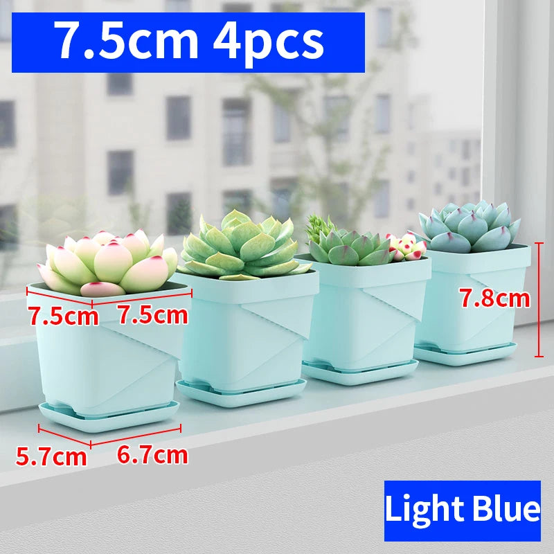 petit pot fleurs blanc plastique moderne cactus succulentes plateau intégré