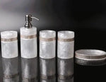 distributeur savon huiles essentielles moderne élégant blanc noir marbré set accessoires