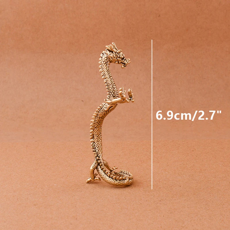 statuette dragon doré écaille cuivre antique traditionnelle maison collection artisanat