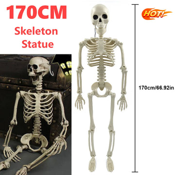 statue squelette halloween 170cm réaliste détaillée extérieur decoration effroi blanc terrifiant