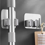 porte balai support mural salle bain argenté adhésif imperméable outils nettoyage moderne organisateur traceless