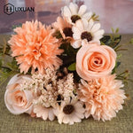 bouquet fleurs artificielles vintage intérieur décoration maison rouge blanc rose orange marron