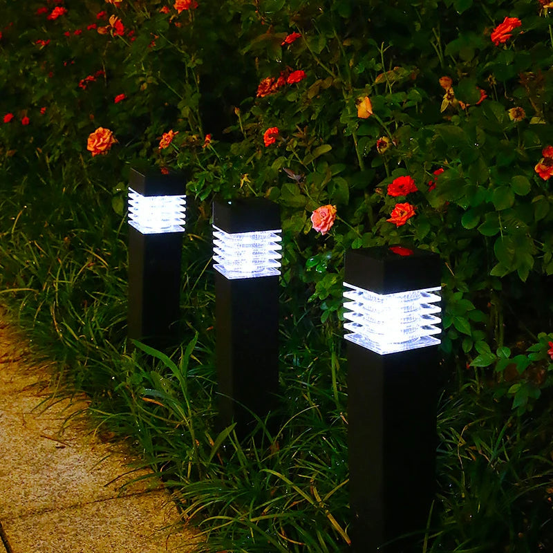 lumière solaire extérieure led moderne noire fixée piquet flux lumineux ip65 étanche jardin patio
