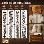 gabarits peinture géométriques motifs blancs adhésifs décoration murale diy mid century atomic