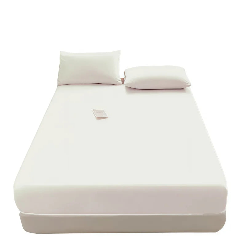 drap housse taies oreiller tissu lisse couleur blanche bleu rose moderne minimaliste élastique queen