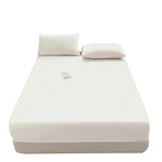 drap housse taies oreiller tissu lisse couleur blanche bleu rose moderne minimaliste élastique queen