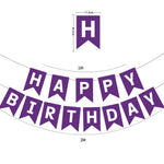 guirlande fanions happy birthday bleu rose noir gris vert turquois festif anniversaire enfant mariage