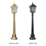 lampadaire extérieur bronze noir géométrique ip65 led 110cm hauteur abatjour transparent vieilliextérieur industrielle fixationsol
