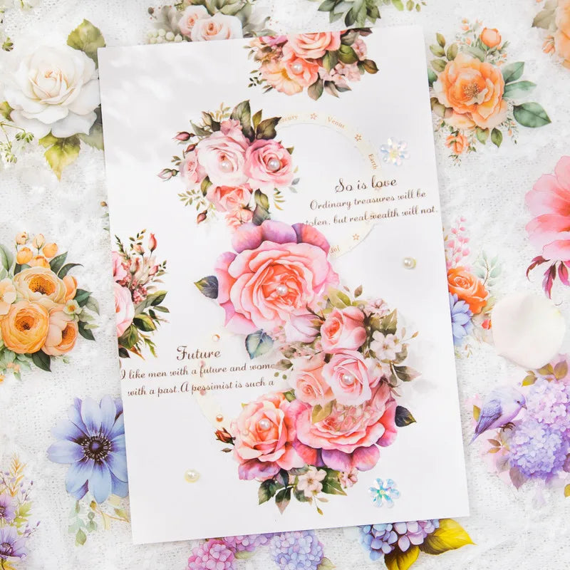 ruban decoratif floral vintage adhesif jaune orange rose violet vert blanc tournesols roses motifs