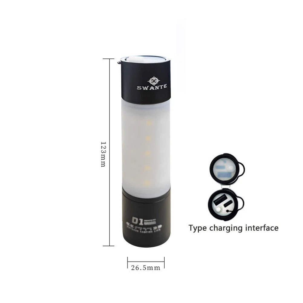 lampe camping led transparente moderne noire blanche rechargeable usb anneau suspension