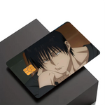 cartes crédit personnalisées adhésives anime fushiguro épée motif abstrait moderne blanc noir orange