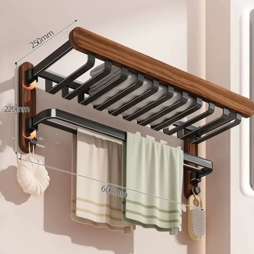 porte serviettes mural noir serviettes bain brosse dents étagère rangement moderne fixations vis 60cm
