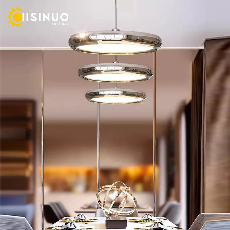 suspension lumineuse moderne argentée câble rond lisse énergie économique chambre salon