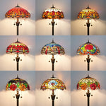 lampe sol tiffany multicolore art nouveau interrupteur pédale base résine hauteur 163cm