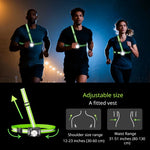 lampe torche frontale rechargeable vert fluo bandes réfléchissantes boucle ajustable modes lumière sportive moderne