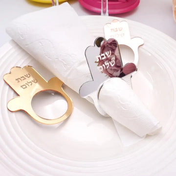 porte serviettes main shabbat shalom doré moderne décoration table argenté rose gold chambre salon
