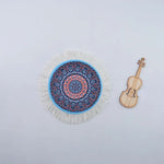serviettes table multicolores mandala franges blanches ethnique boho chic violon miniature bois