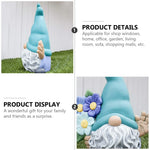 statue gnome bleu turquoise fantaisiste décoration jardin résine fleurs colorées