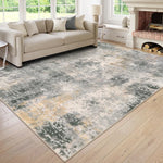 grand tapis moderne patchwork abstrait salon chambre cuisine lavable intérieur gris vert beige rouge