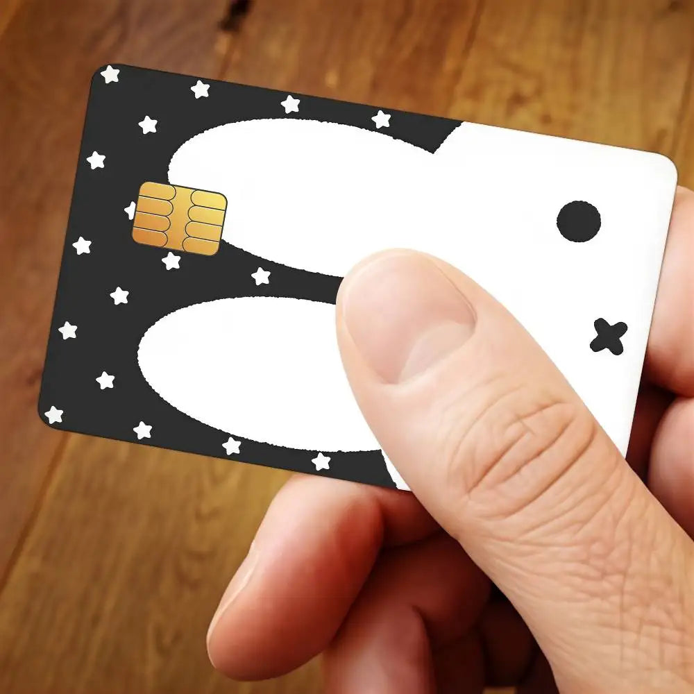 autocollants protection cartes credit transport commun dessin animal mignon points etoiles blanc noir adhésifs