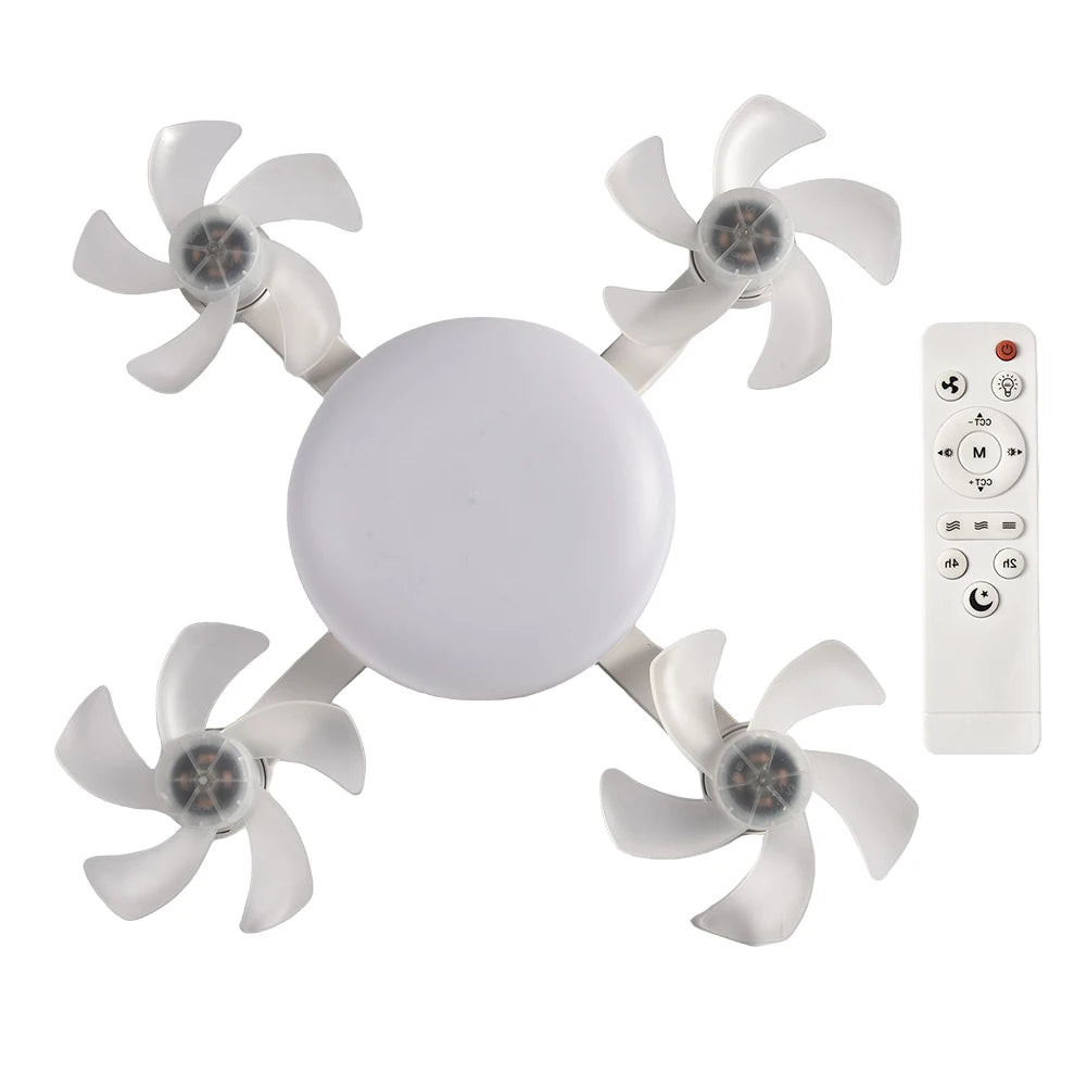 ventilateur lumière intégrée moderne blanc contemporain télécommande interrupteur muralModes lumière blanc neutre chaud