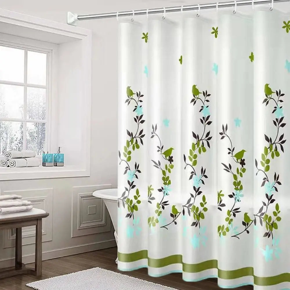 rideau douche moderne motifs floraux couleurs variées opaques anneaux métalliques 150cm 180cm