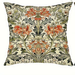 housses coussin vintage floral oiseaux tissu polyester beige vert orange jaune bleu décoratif