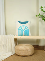 coussin brodé motif géométrique moderne blanc bleu décoratif salon voiture