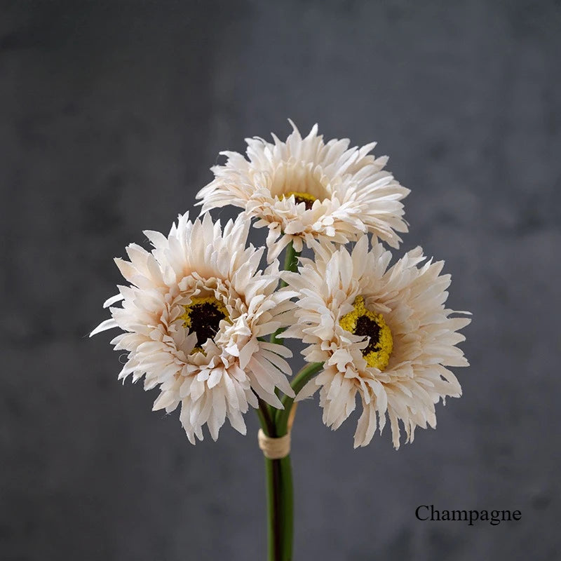 Bouquet artificiel gerbera blanc jaune rose moderne décoration intérieure mariage anniversaire minimaliste