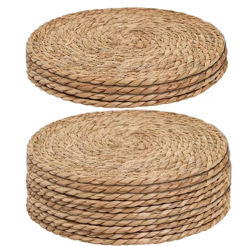 assiettes lin tissées main naturel rustique 30cm diamètre set six