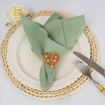 lot serviettes coton texture lin broderie rustique broches ruban jute