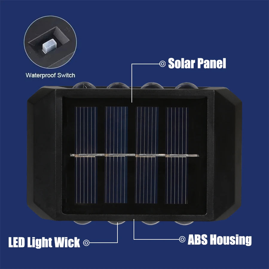 éclairage mural solaire led moderne autoinstallation adhésif étanche noir 4leds lumière