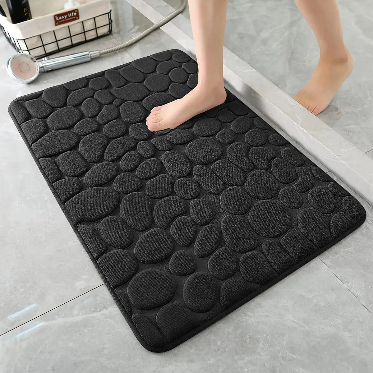 tapis bain antidérapant 3d relief galets moderne salle absorption rapide machine