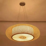 lampe suspendue moderne rustique rotin naturel salon chambre e27 plafonnier boîte opaque chaînes