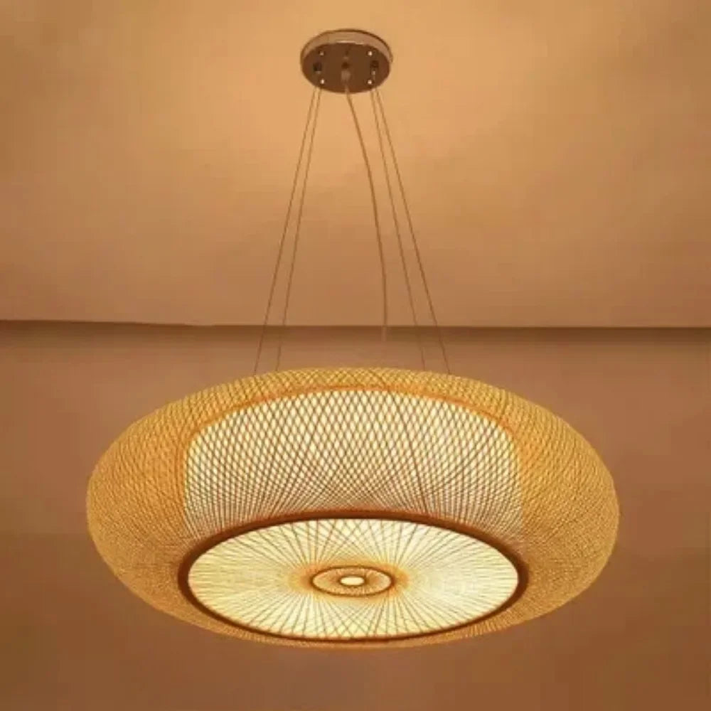 lampe suspendue moderne rustique rotin naturel salon chambre e27 plafonnier boîte opaque chaînes