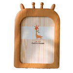 cadres photo décoration animaux tête souris girafe ours aspect bois clair rotatif beige marron