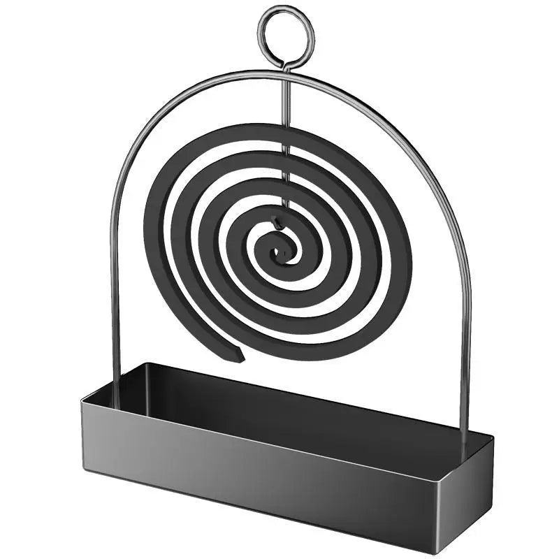 porte spirale anti moustiques brûleur encens moderne minimaliste verre translucide anneaux métal noir argenté