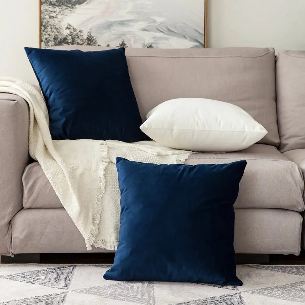 coussin carré velours bleu marine moderne 30x50cm 45x45cm décoration sofa lit voiture