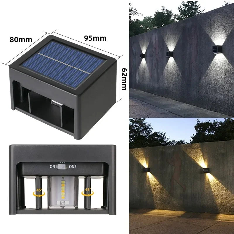 projecteur solaire mural led noir moderne ip65 extérieur jardin 60lm adjustable