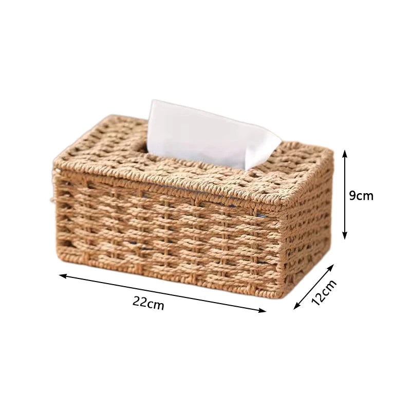 boîte mouchoirs tissage paille rustique beige naturelle salon décoration