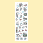 sticker kawaii animal mignon dessin animé rose blanc bleu vert gris noir adhésif personnages