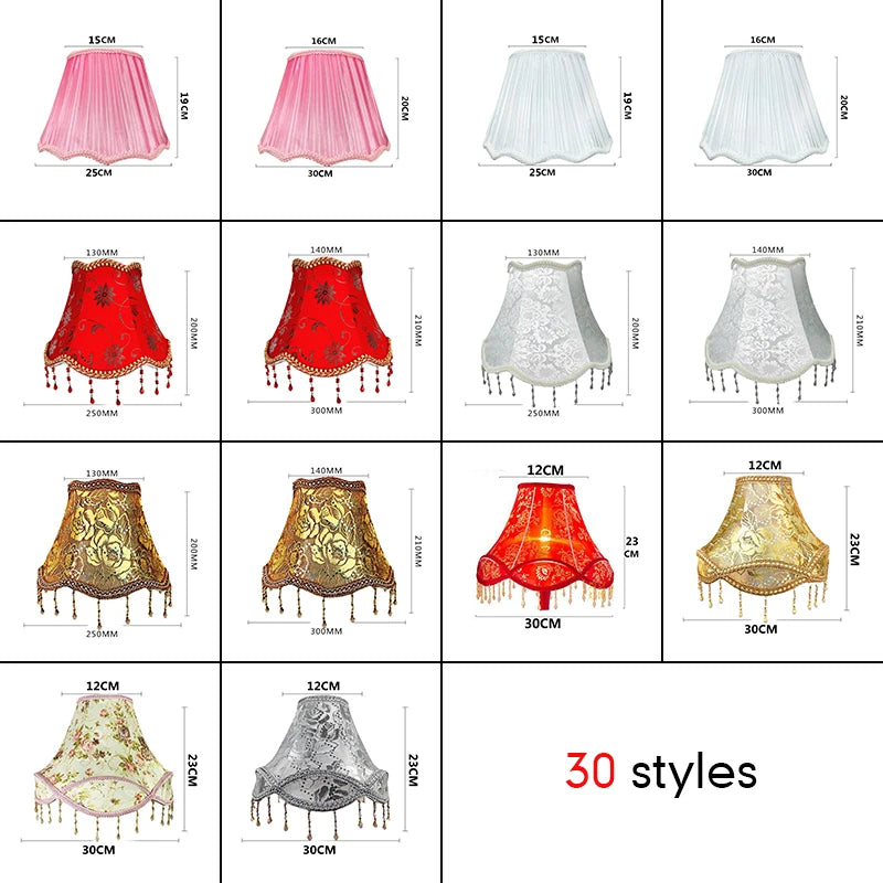 abat jour tissu floral broderie franges beige luxe décoration lampe table murale moderne