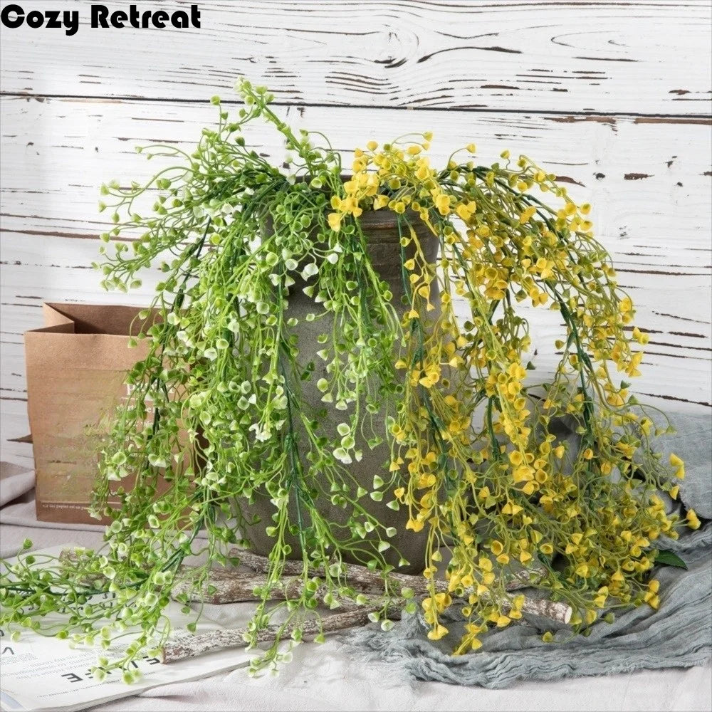 guirlande artificielle vert jaune blanc fleurs simples naturelle rustique intérieur tringle fixée décoration maison