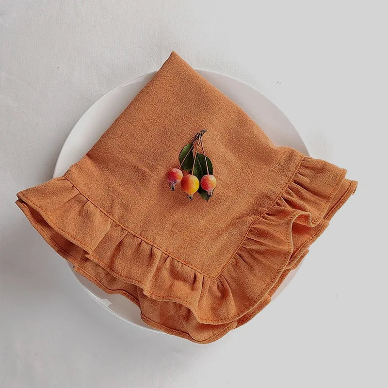 serviettes coton orange gris bleu rose beige classiques fronces décoration table festive noël
